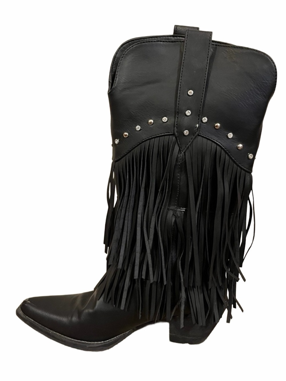 Black Fringe Western Cowboy Boots - Women - Picture 2 of 5